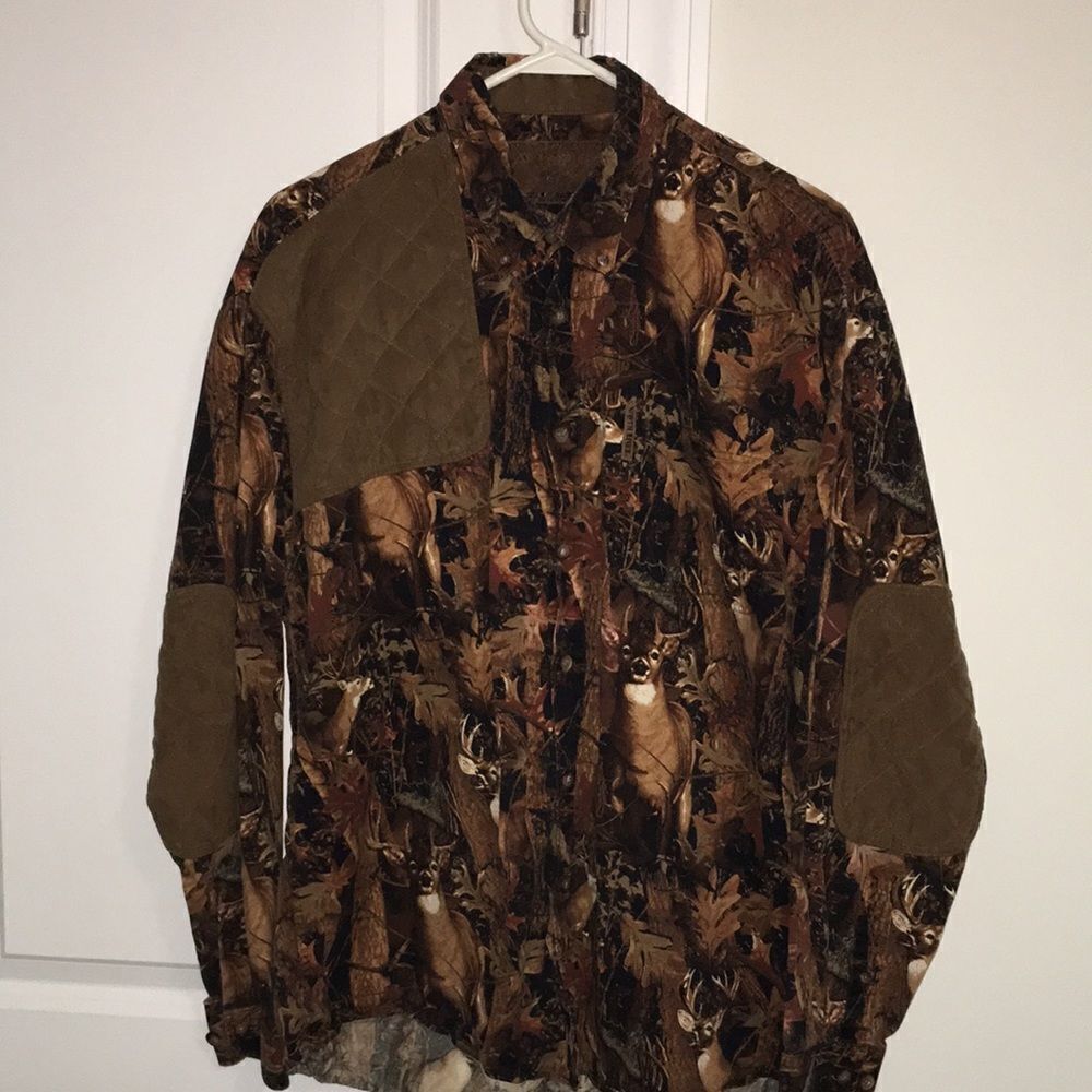 North River Right Hand mens Camo camouflage Deer hunting trap shooting shirt L